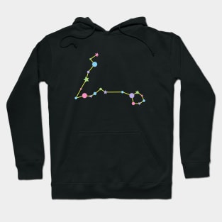 Pisces Zodiac Constellation in Rainbow Pastels - Black Hoodie